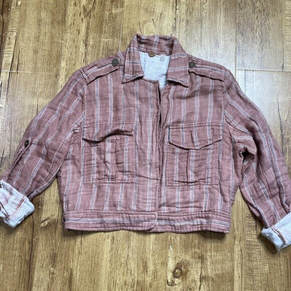 free people one button up Too  striped Xsmall Xs Multicolor - Picture 2 of 9